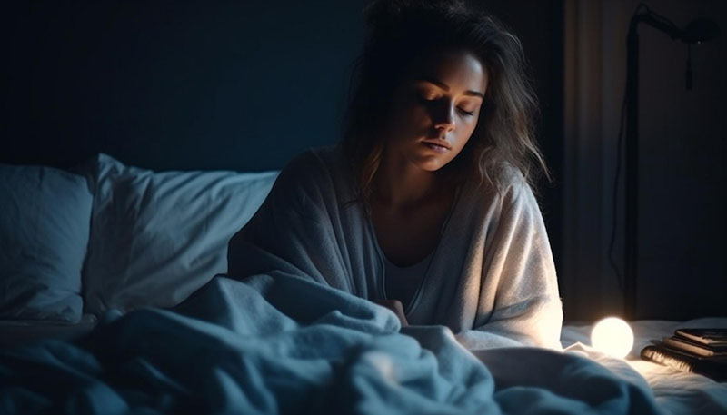 A woman unable to sleep signifying sleep disorder