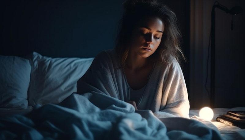 A woman unable to sleep signifying sleep disorder