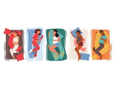 Different women sleeping with different shapes of pregnancy pillows