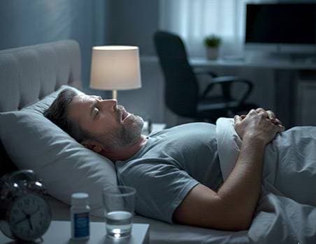 A middle-aged man sleeping with his mouth open.