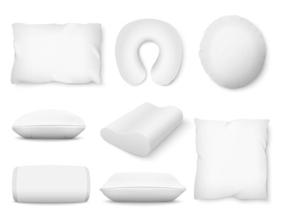 Different shapes and sizes of pillows