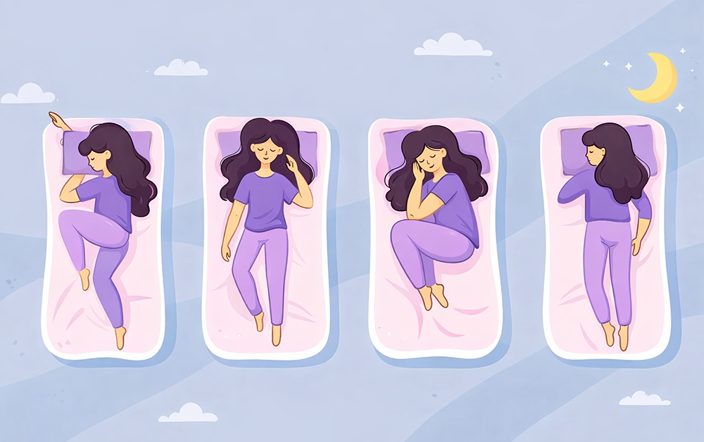 A Girl Sleeping in a different position with a Pillow