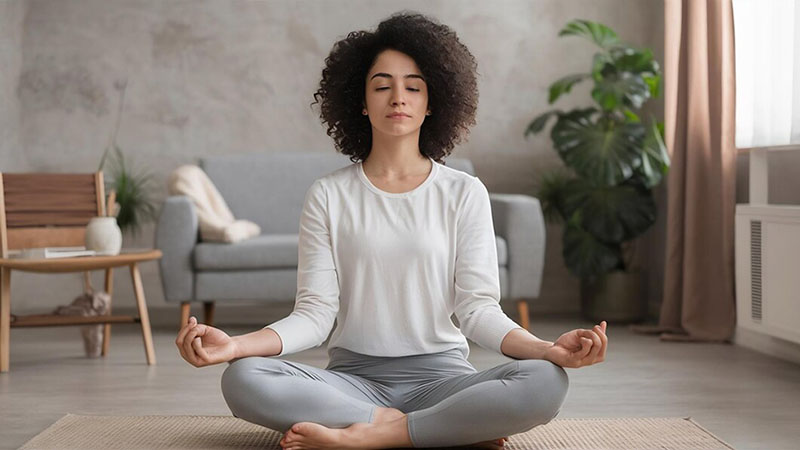 woman meditatin