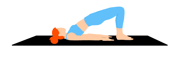 Woman doing pelvic curls on a yoga mat