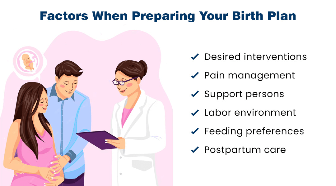 Factors to consider for your birth plan: medical needs, birthing preferences, and available support