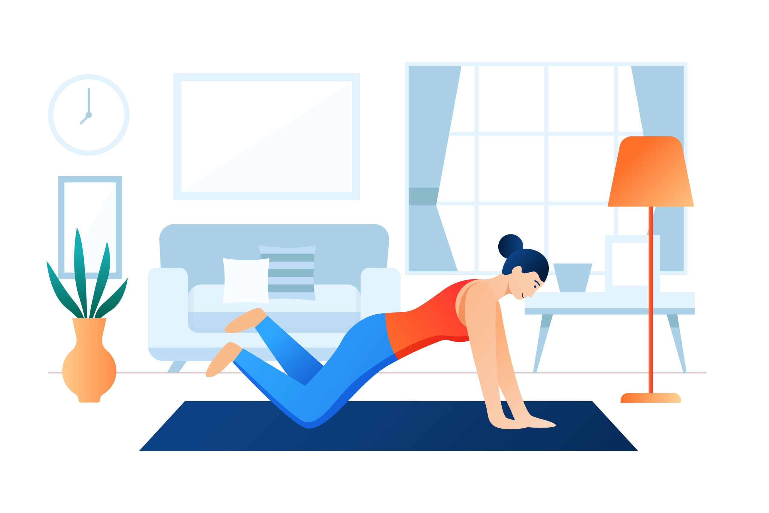 Woman doing kneeling pushups on a yoga mat