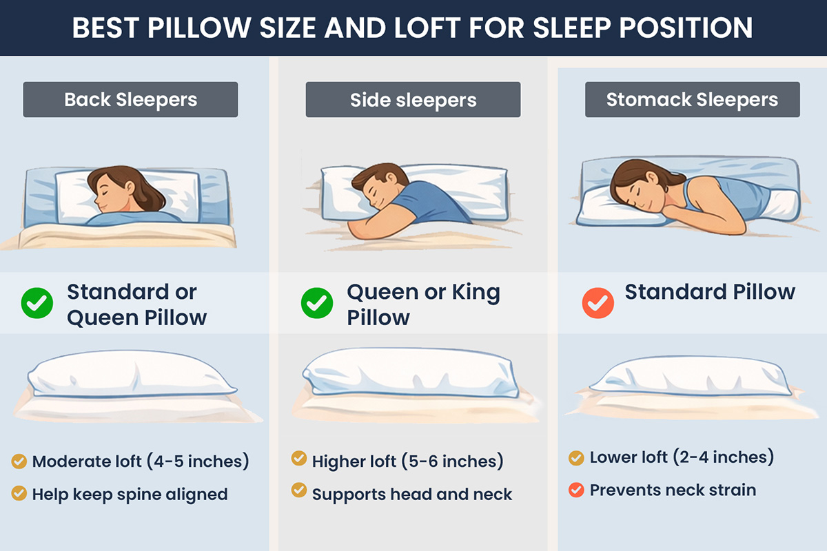 Best pillow size and loft for sleep position