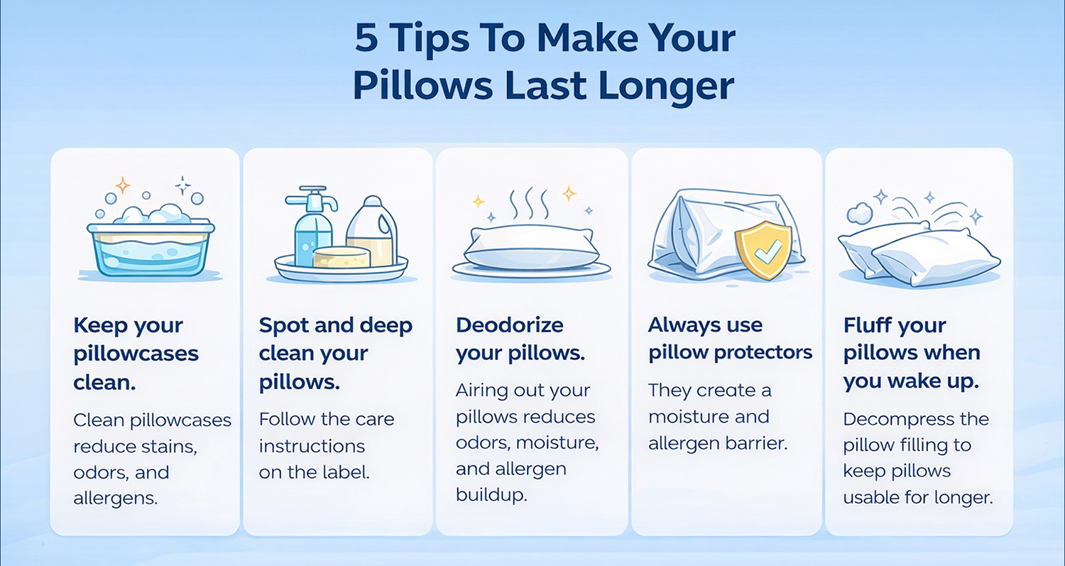5 tips to make your pillows last longer.