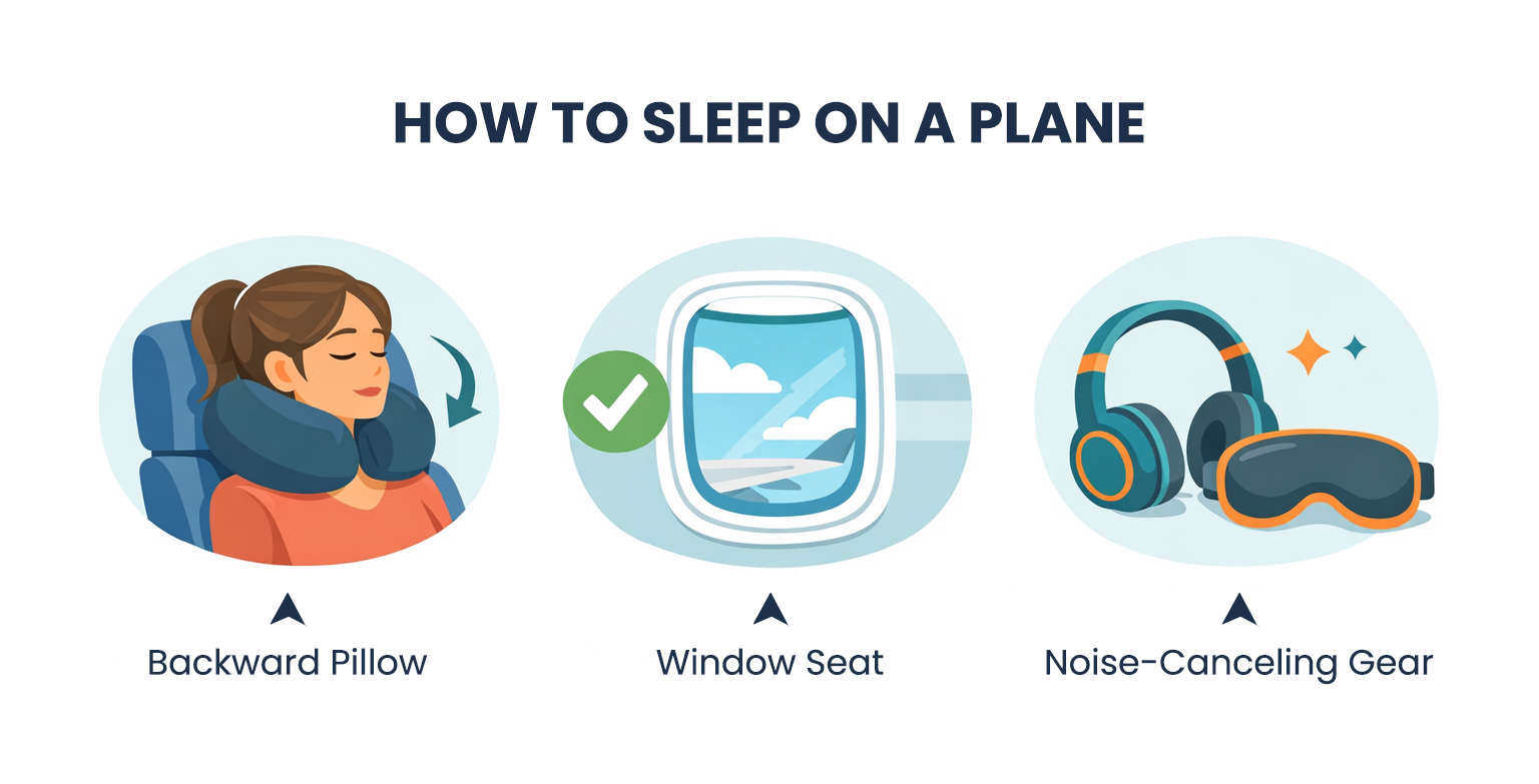 How to sleep on a plane with a travel neck pillow.